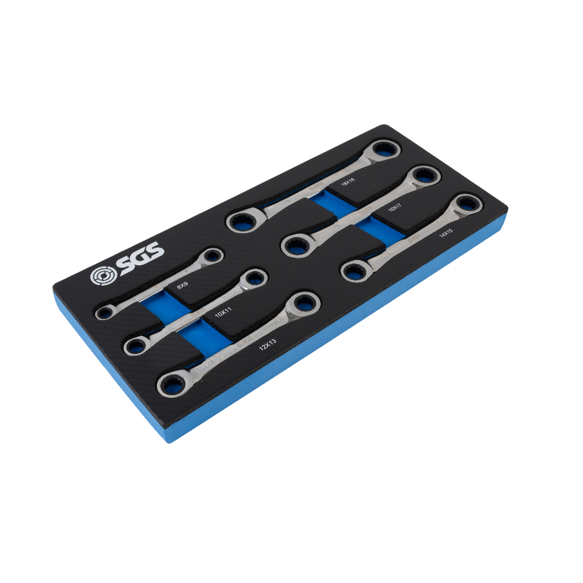SGS 6pc Metric Double Box End Ratchet Spanner Set | 8mm-19mm | Foam Insert